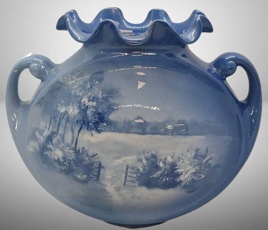 Roseville Azurean 882-9" Pillow Vase, Landscape Scene (1 of 10)