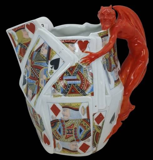 Royal Bayreuth Devil and Playing Cards Pitcher (1 of 9)
