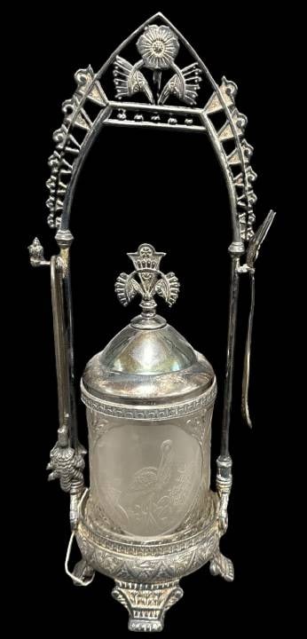 Victorian Pickle Castor with Silver-Plate Holder (1 of 14)