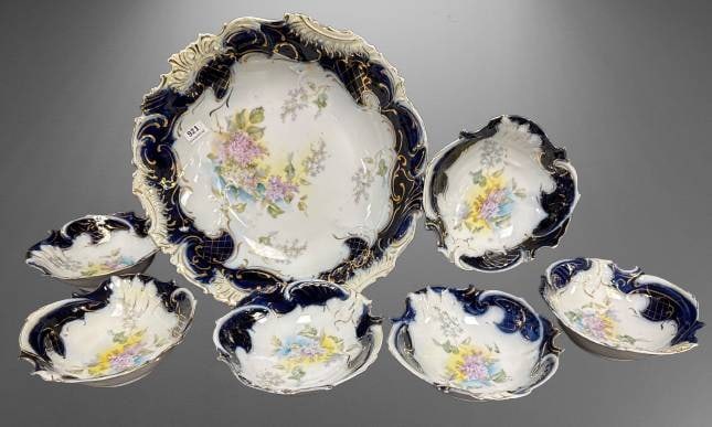 Germany Porcelain 6 pc. Cobalt Berry Set? (1 of 11)