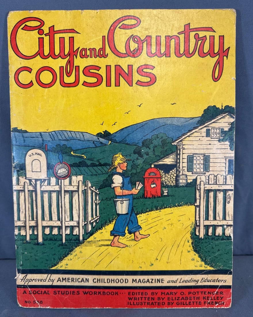 City and Country Cousins Workbook: This 1936 booklet, “City and Country Cousins," published by McLoughlin Bros., includes vibrant illustrations and activities designed for social studies education. Edited by Mary O. Pottinger and ill