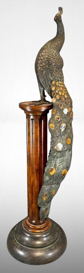 33-Inch Maitland-Smith Peacock Sculpture on Base (1 of 17)