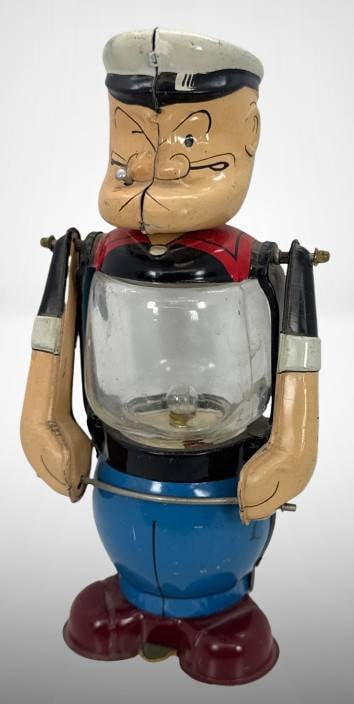 Vintage Linemar Tin Popeye With Glass Torso (1 of 7)