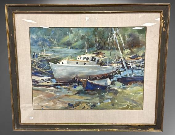 Charles Movalli Harbor Scene Watercolor (1 of 10)
