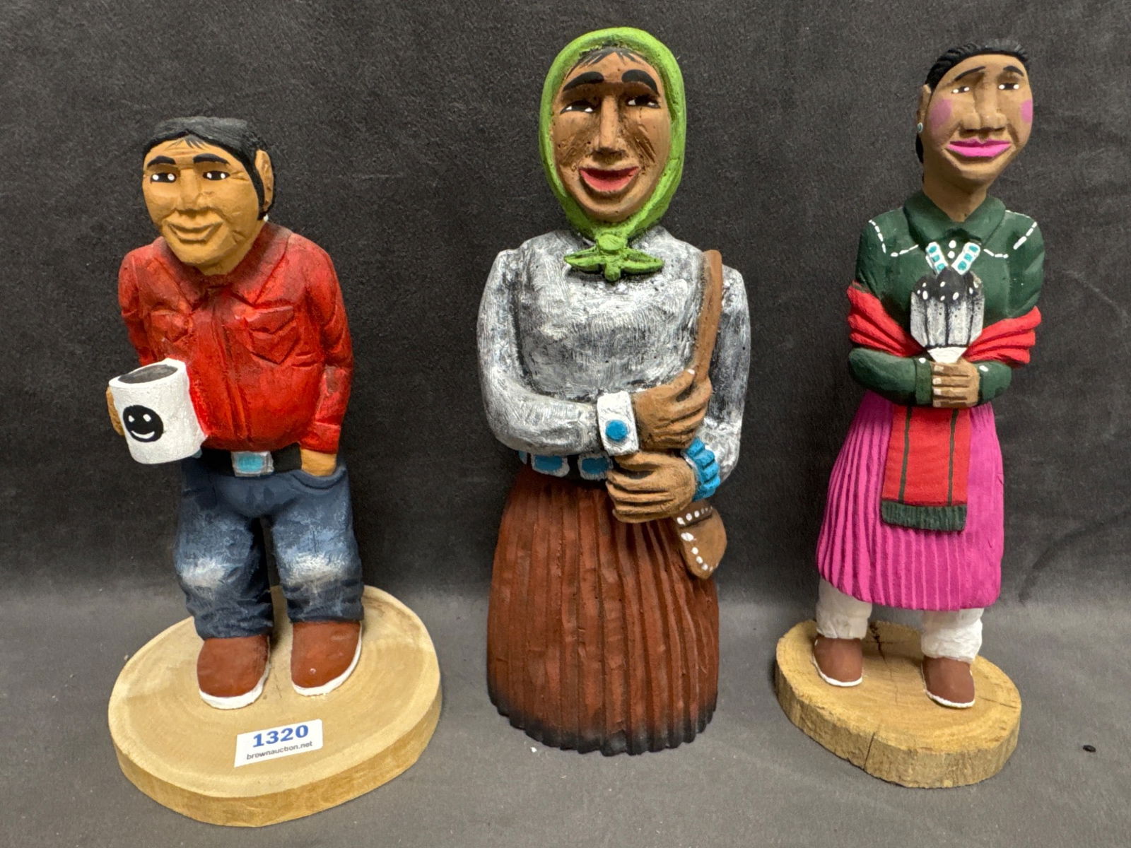 Trio of Signed Wooden Carvings by Juan Family (1 of 10)