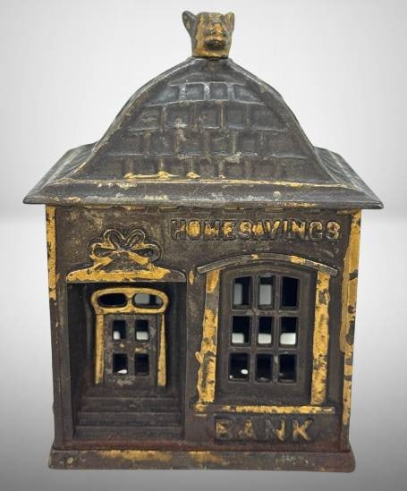 J.E. Stevens Home Savings Cast Iron Bank (1 of 8)