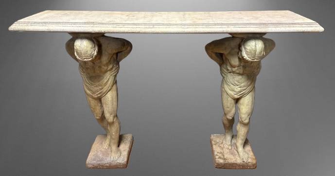 Concrete Console Table With Sculpted Supports (1 of 7)