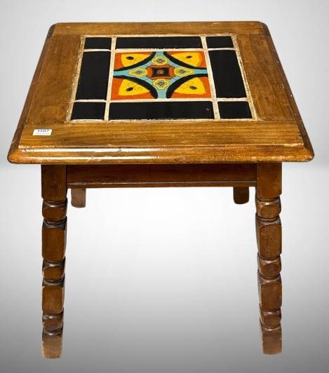 Tile-Top Wooden Side Table, 18 Inches Tall (1 of 4)