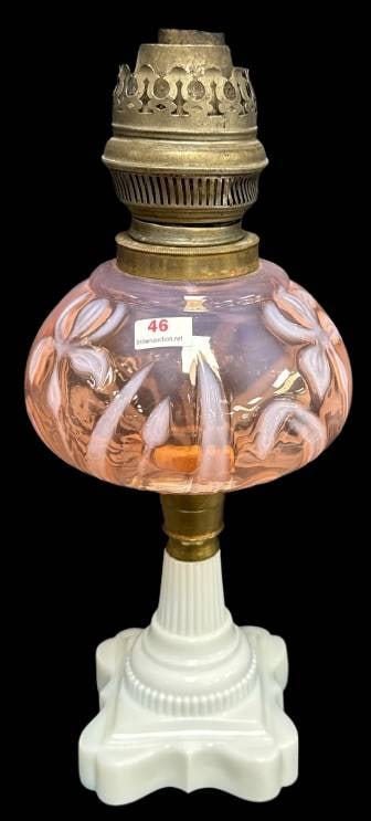 Early 20th Century Milk Glass Oil Lamp (1 of 11)
