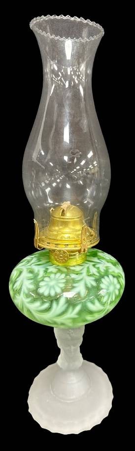 Three Face Opalescent Glass Oil Lamp (1 of 8)