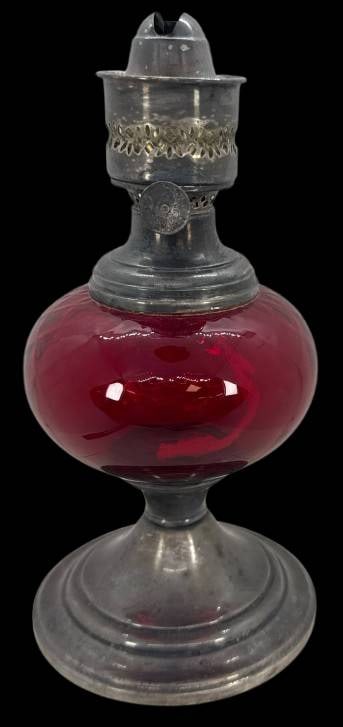Gorham EP Ruby Red Glass Oil Lamp (1 of 9)