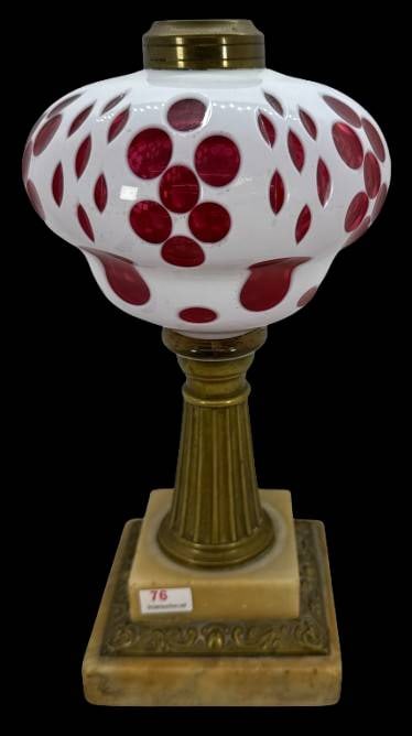 19th Century Bohemian Cranberry Oil Lamp (1 of 9)