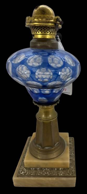 19th Century Bohemian Cobalt Oil Lamp (1 of 10)