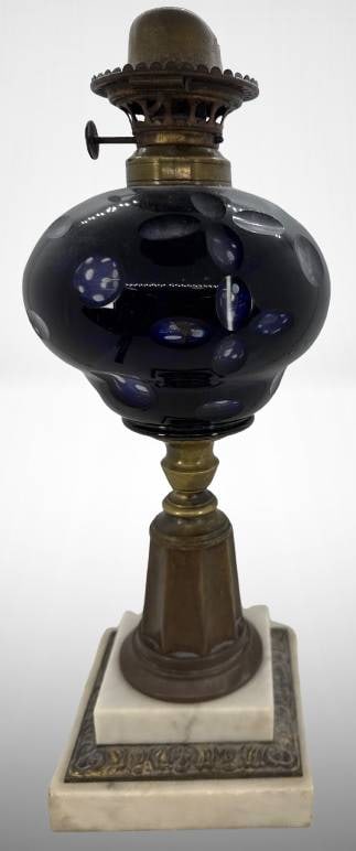 Cut-to-Clear Glass Oil Lamp With Brass Base (1 of 9)