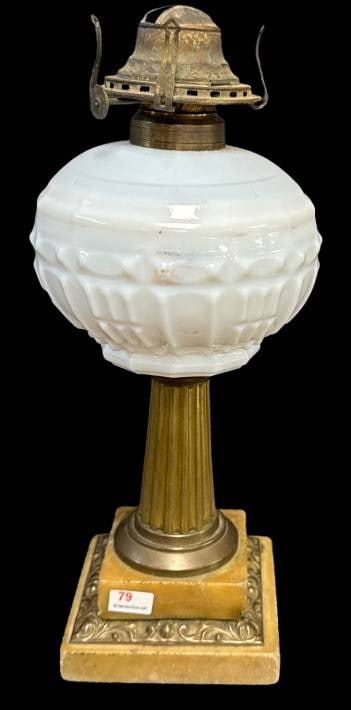 Oil Lamp with Brass and Marble Base (1 of 9)