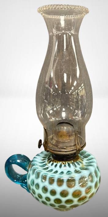 Opalescent Glass Finger Hold Oil Lamp (1 of 8)