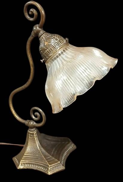 Bronze Desk Lamp With Glass Shade (1 of 9)