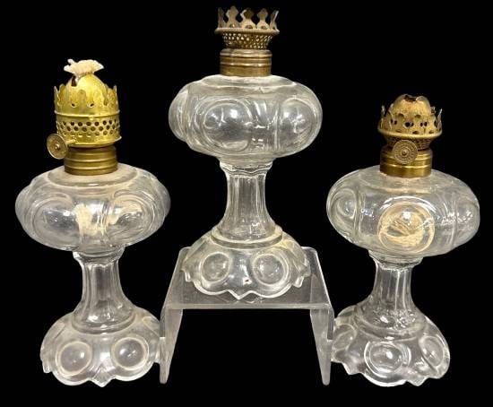(3) Miniature Glass Oil Lamps (1 of 5)