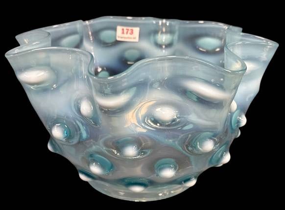 Blue Hobnail Ruffled Glass Lamp Shade (1 of 6)