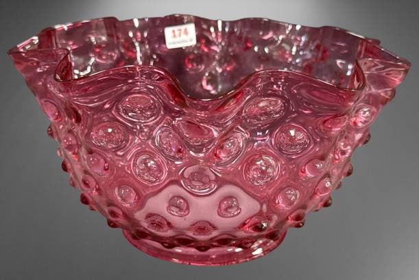 Cranberry Hobnail Glass Lamp Shade (1 of 6)