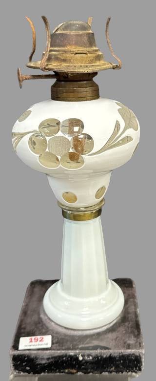 Glass Cut Overlay Oil Lamp (1 of 7)