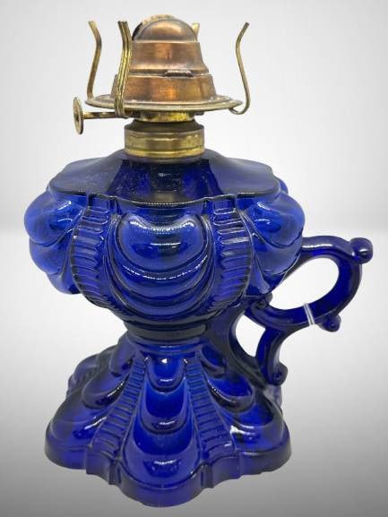 Cobalt Coolidge Drape Kerosene Finger Lamp Base (1 of 9)