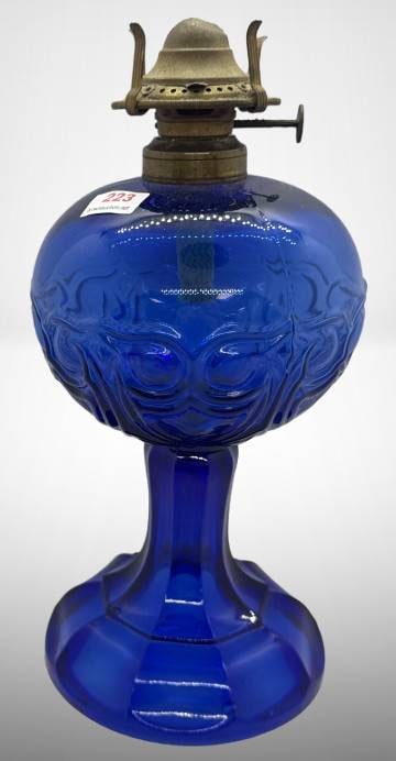 Cobalt Blue Glass Oil Lamp With Brass Burner (1 of 9)