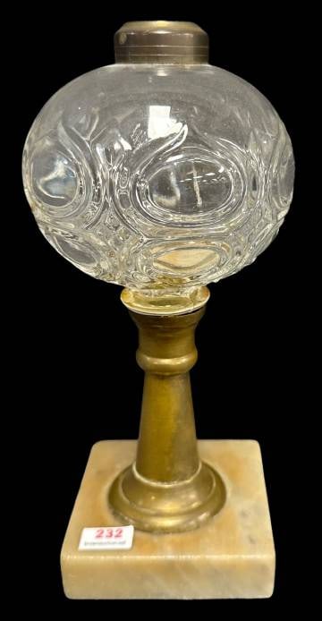 EAPG Oil Lamp With Brass and Marble Base (1 of 7)