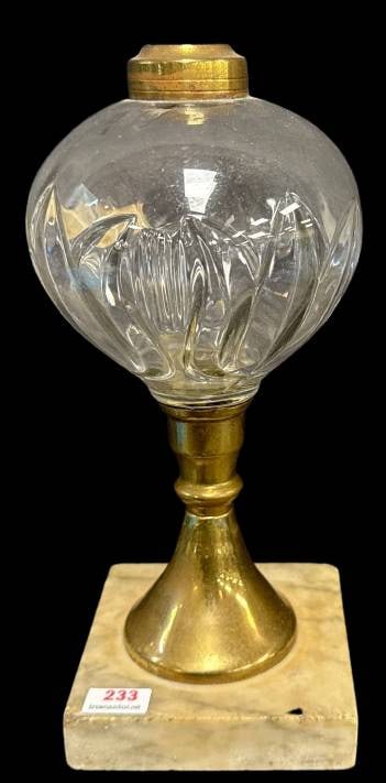 EAPG Oil Lamp on Brass and Marble Base (1 of 8)
