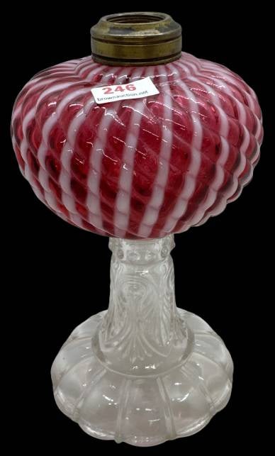 Sheldon Reverse Swirl Cranberry Opalescent Lamp (1 of 8)