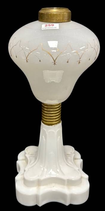White Glass Lamp Base with Gold Accents (1 of 8)