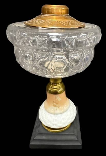 EAPG Oil Lamp With Brass Accents (1 of 8)