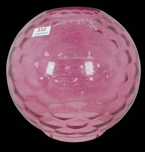 Cranberry Glass Oil Lamp Shade (1 of 10)