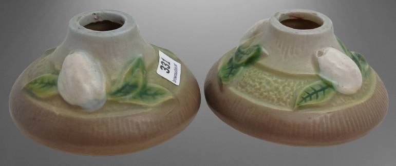 Roseville Gardenia 651-2" Gray Candleholders (1 of 7)