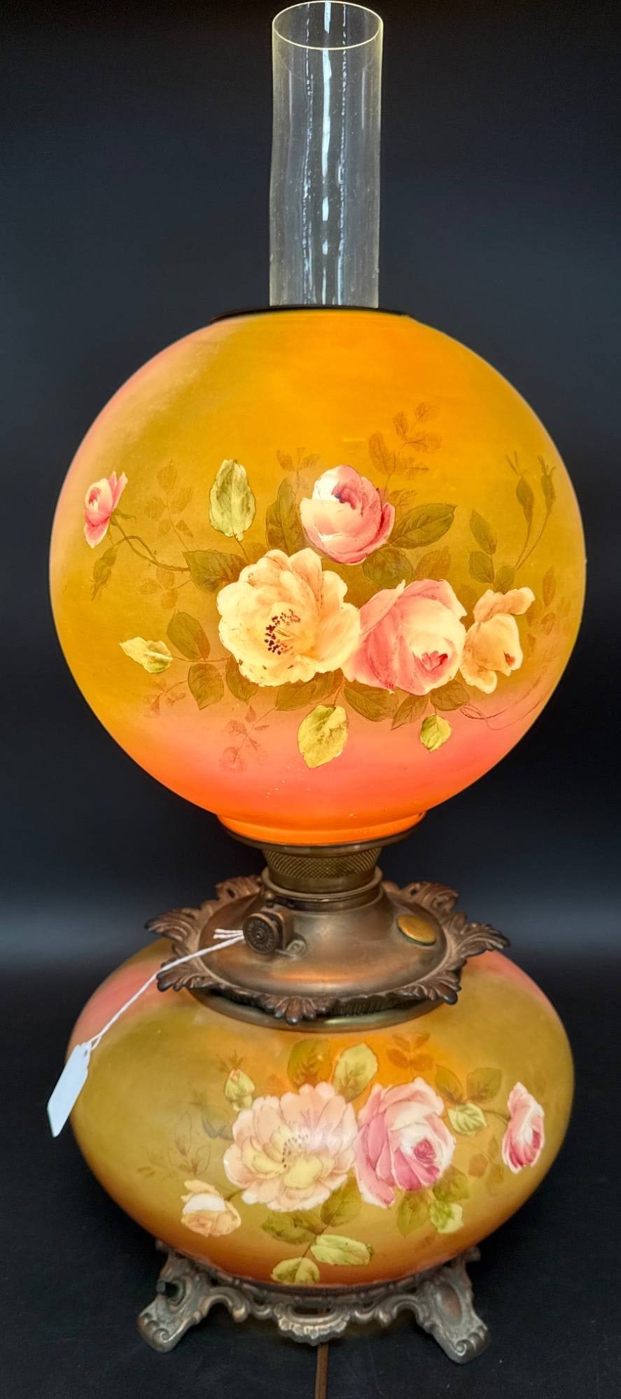 Gone with the Wind Hand-Painted Floral Electrified Oil Lamp (1 of 12)
