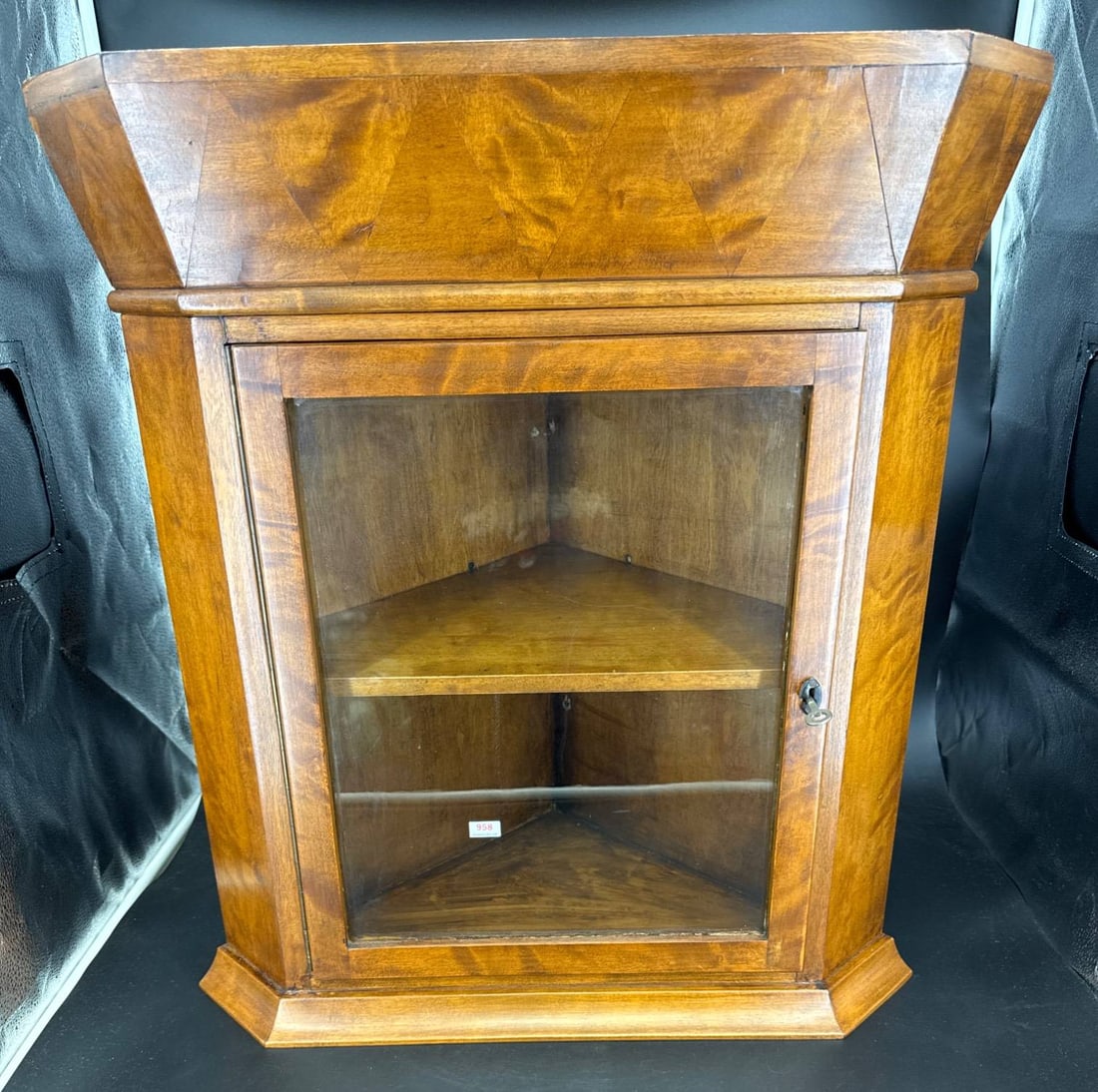 Wooden Table-Top Corner Display Cabinet With Key (1 of 7)