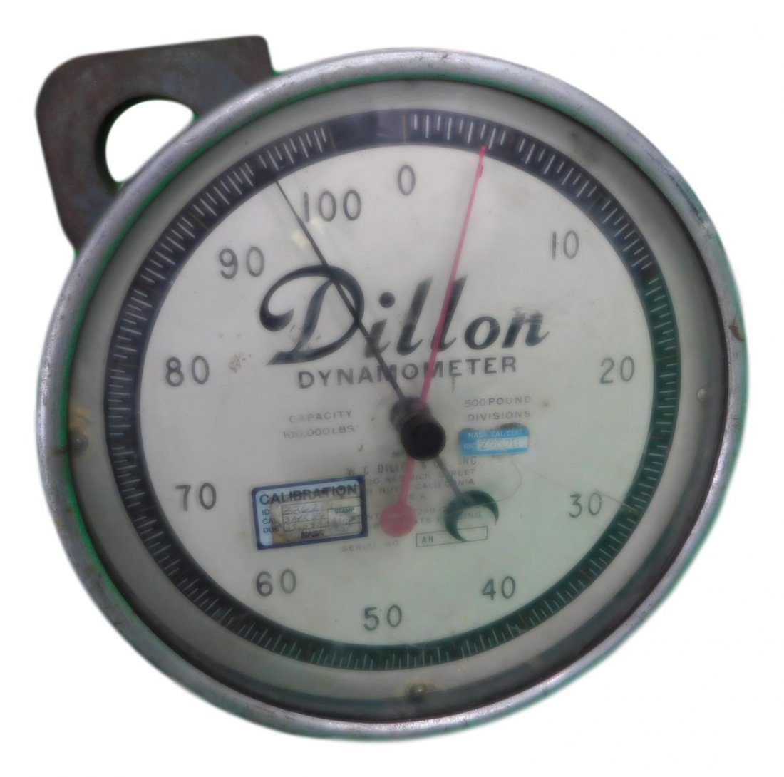 Nasa Space Shuttle Dynamometer: Flown NASA Space Shuttle Dynamometer Made by Dillion NASA Tag Z26219 Piece is 6" by 13" by 10 1/2" All items from the Estate of Charles Bell space auction in May of 2000All item for this Auction Locat