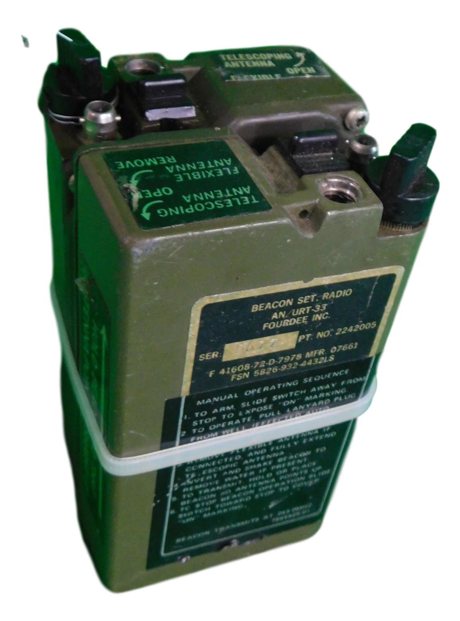 NASA SPACE SHUTTLE (2) BEACON SET, RADIOS: NASA Space Shuttle Mission (2) Beacon Set, Radios Made by Fourdee Inc. Part No Model AN/URT-33 Piece is 5" by 2 2/1“ by 2 1/2“ All items from the Estate of Charles Bell space auction