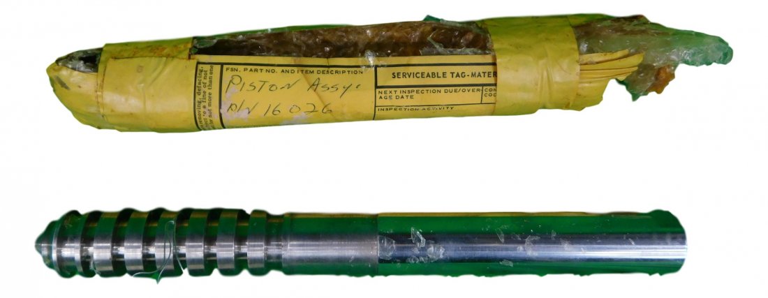 NASA-Apollo Mission Piston Assembly: NASA-Apollo Mission item Piston Assembly Made by Bendix Part No. 16026 piece is 1 1/4" by 9 1/2" by 1" All items from the state of Charles Bell space auction in May of 2000All item for this Auction Lo