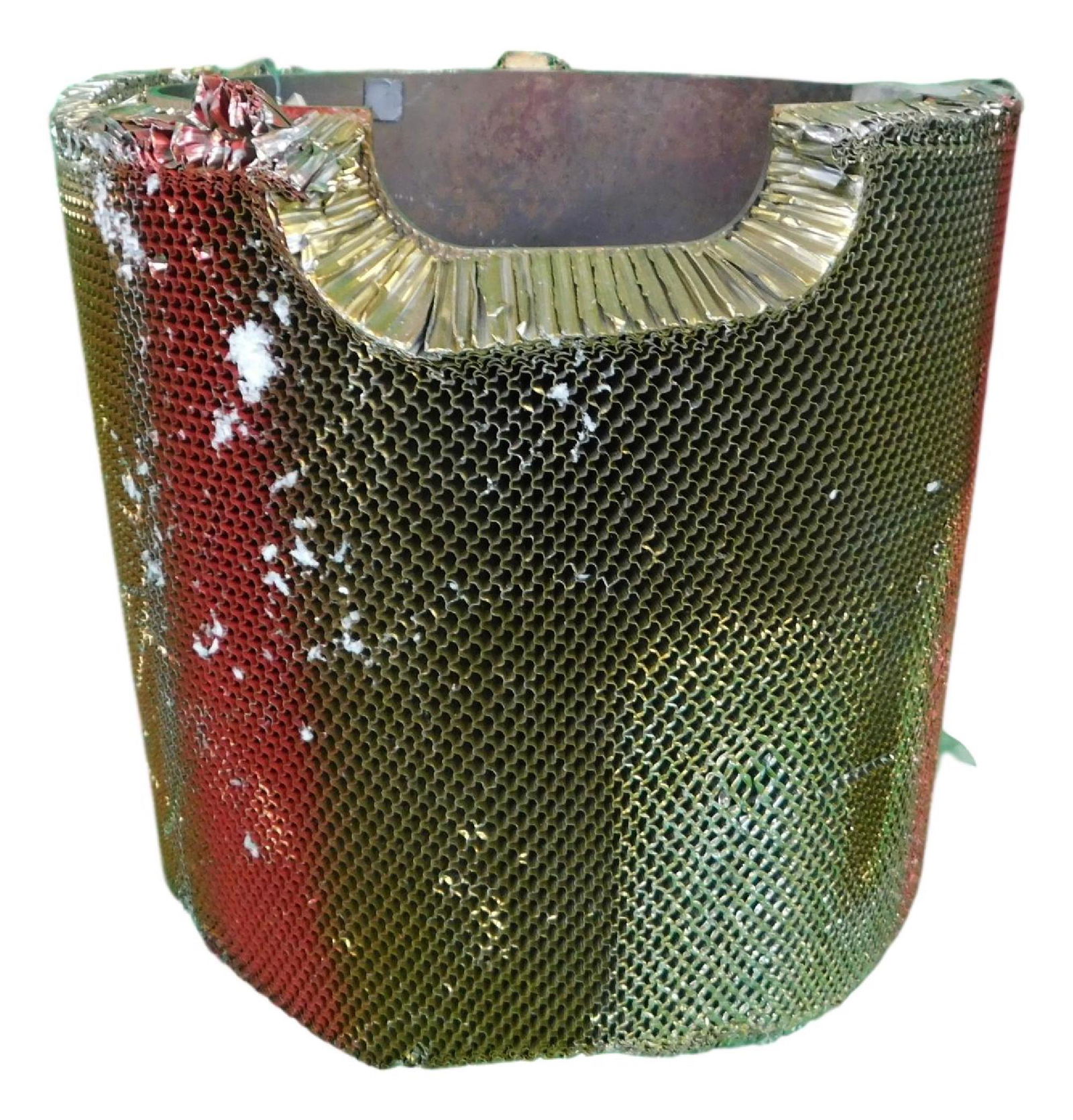 FLOWN NASA SPACE SHUTTLE SOLID ROCKET BOOSTER SLEEVE: FLOWN NASA Space Shuttle Mission Solid Rocket Booster Sleeve Made by Thiakol Part No N/A Piece is 8 1/2“ by 9 1/4“ by 9 1/4“ All items from the Estate of Charles Bell space auction i