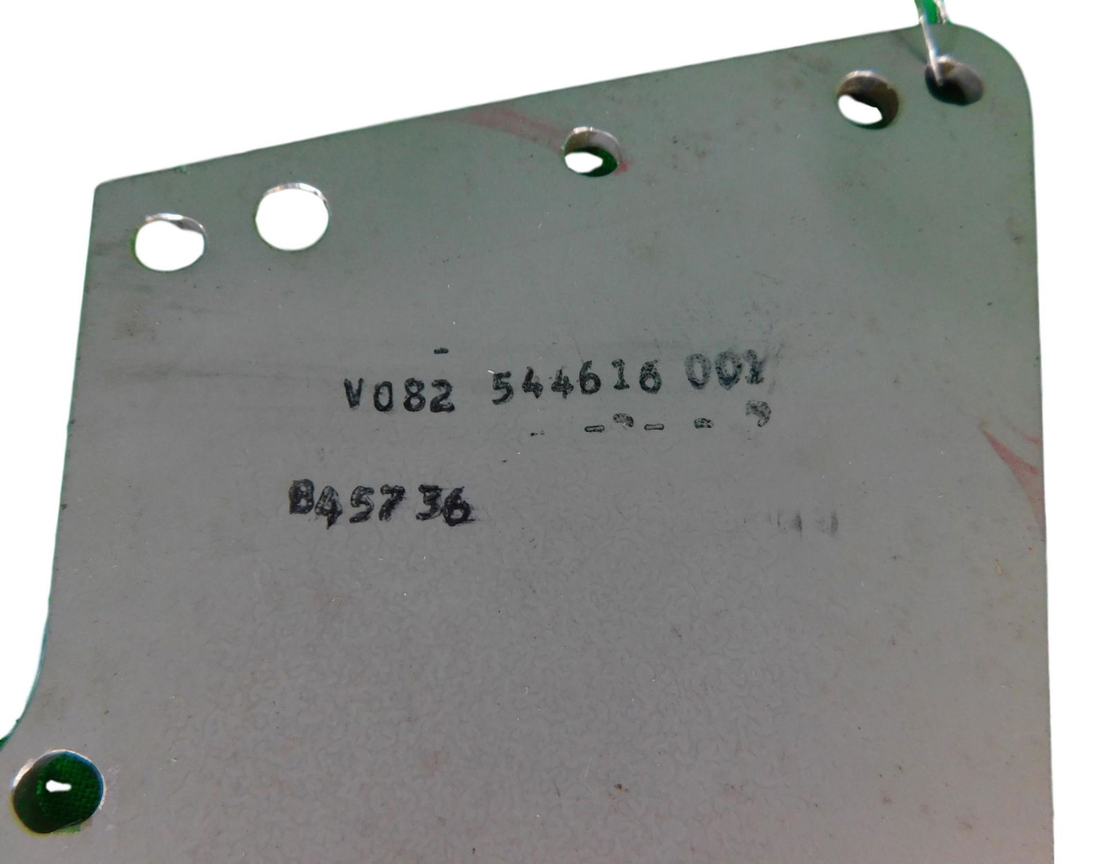 FLOWN NASA APOLLO SPACE SHUTTLE SUPPORT PLATE: FLOWN NASA Apollo Mission Space Shuttle Support Plate Made by North American Aviation Part No V082 544616 001 Piece is 6 1/2“ by 1/8“ by 4“ All items from the Estate of Charles Bell