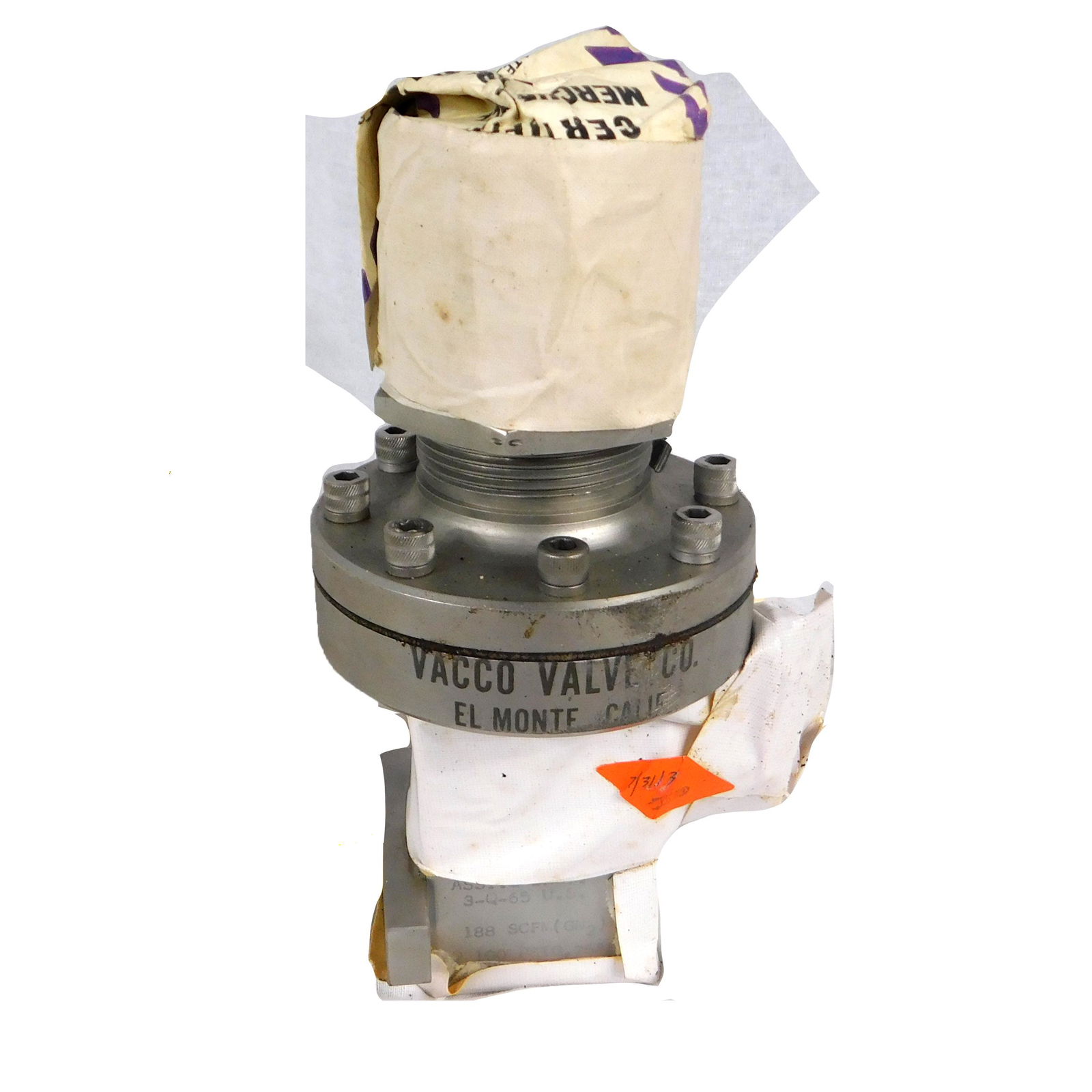 NASA APOLLO RELIEF VALVE (SATURN): NASA Apollo Mission relief Valve (Saturn) Made by Douglas Aircraft Part No 1B51360-501 Piece is 8“ by 4 1/2“ by 4 1/2“ All items from the Estate of Charles Bell space auction in May