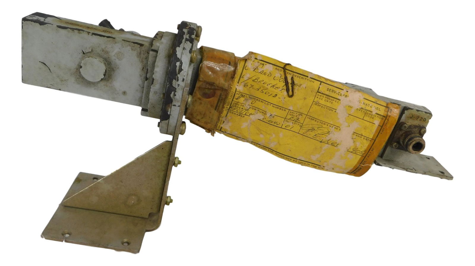 NASA APOLLO C-BAN COUPLER: NASA Mission C-Band Coupler Part No 67-35012-1 Piece is 6 3/4" by15 1/2" by 4" All items from the Estate of Charles Bell space auction in May of 2000 All item for this Auction Located in Orlando Flori