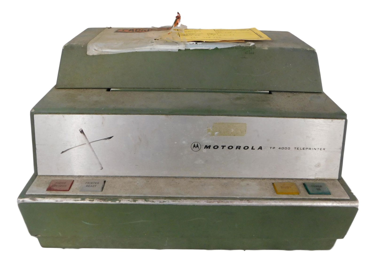 NASA APOLLO MISSION TELEPRINTER: NASA Apollo Mission Teleprinter by Motorola Part No TP4000 Piece is 10" by 14" by 16" All items from the Estate of Charles Bell space auction in May of 2000 All item for this Auction Located in Orland