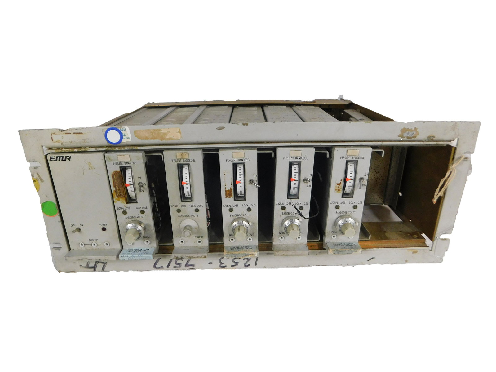 NASA APOLLO TELEMTERY RACK: NASA Apollo Mission Telemetry Rack Manufactured by EMR Part No 1253-7517 Piece is 18 1/4" x 19" x 7" All items from the Estate of Charles Bell space auction in May of 2000 All item for this Auction Lo