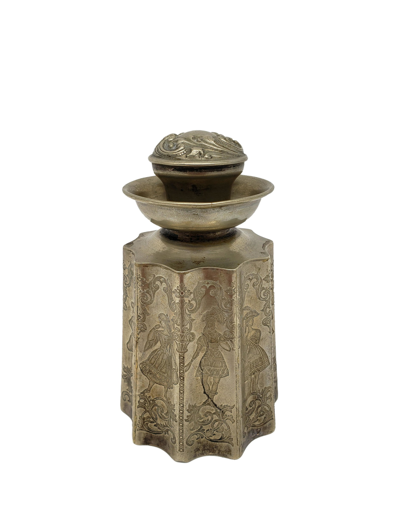 Antique Sterling Silver Baroque Period Caddy: Antique Sterling Silver Baroque Period Caddy. 5"x 3"