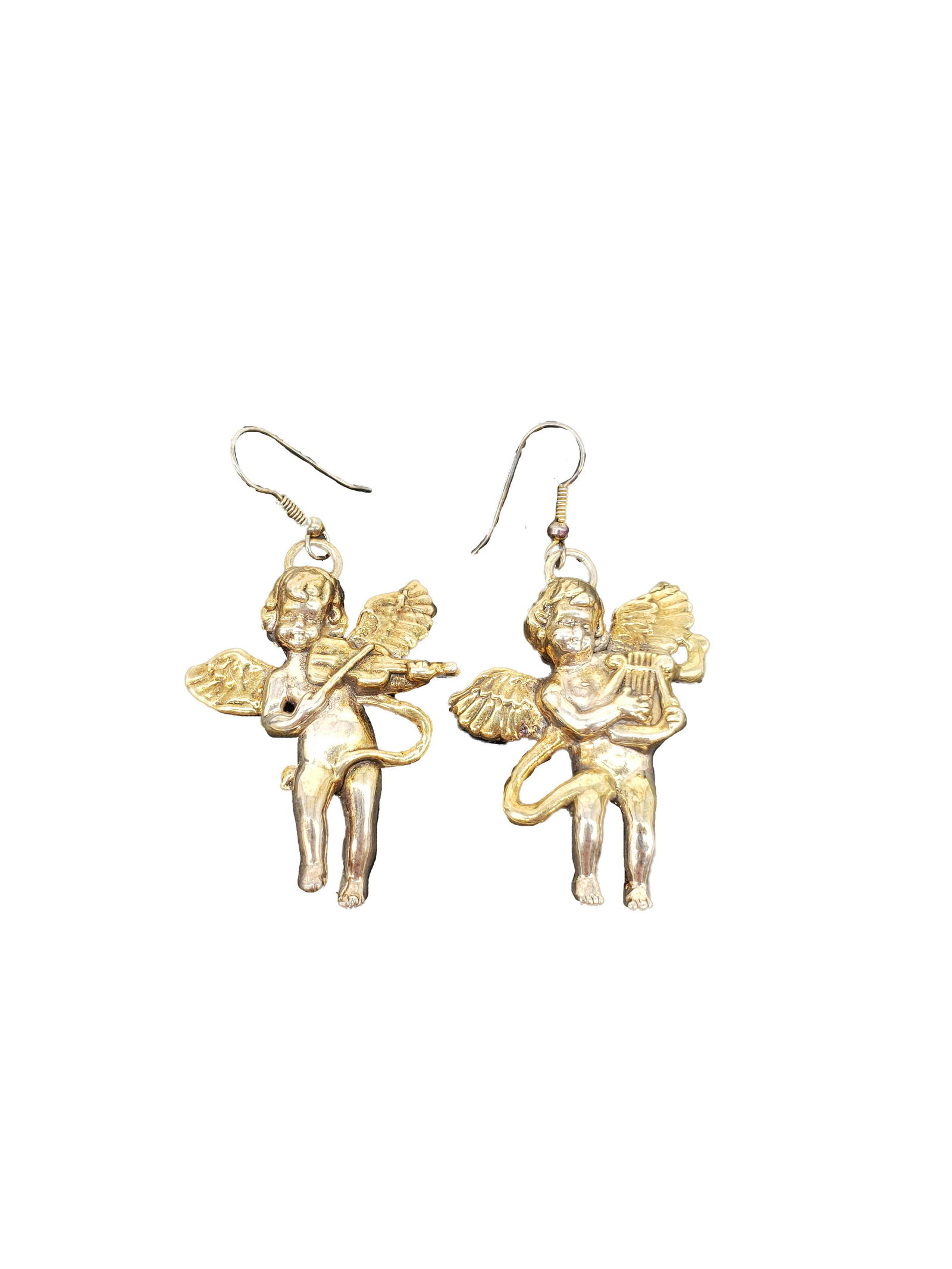 Sam Philipe Sterling Silver Angel With Harp Earrings.: Sam Philipe Sterling Silver Angel With Harp Earrings. Signed. 1 3/4" x 1 1/4"