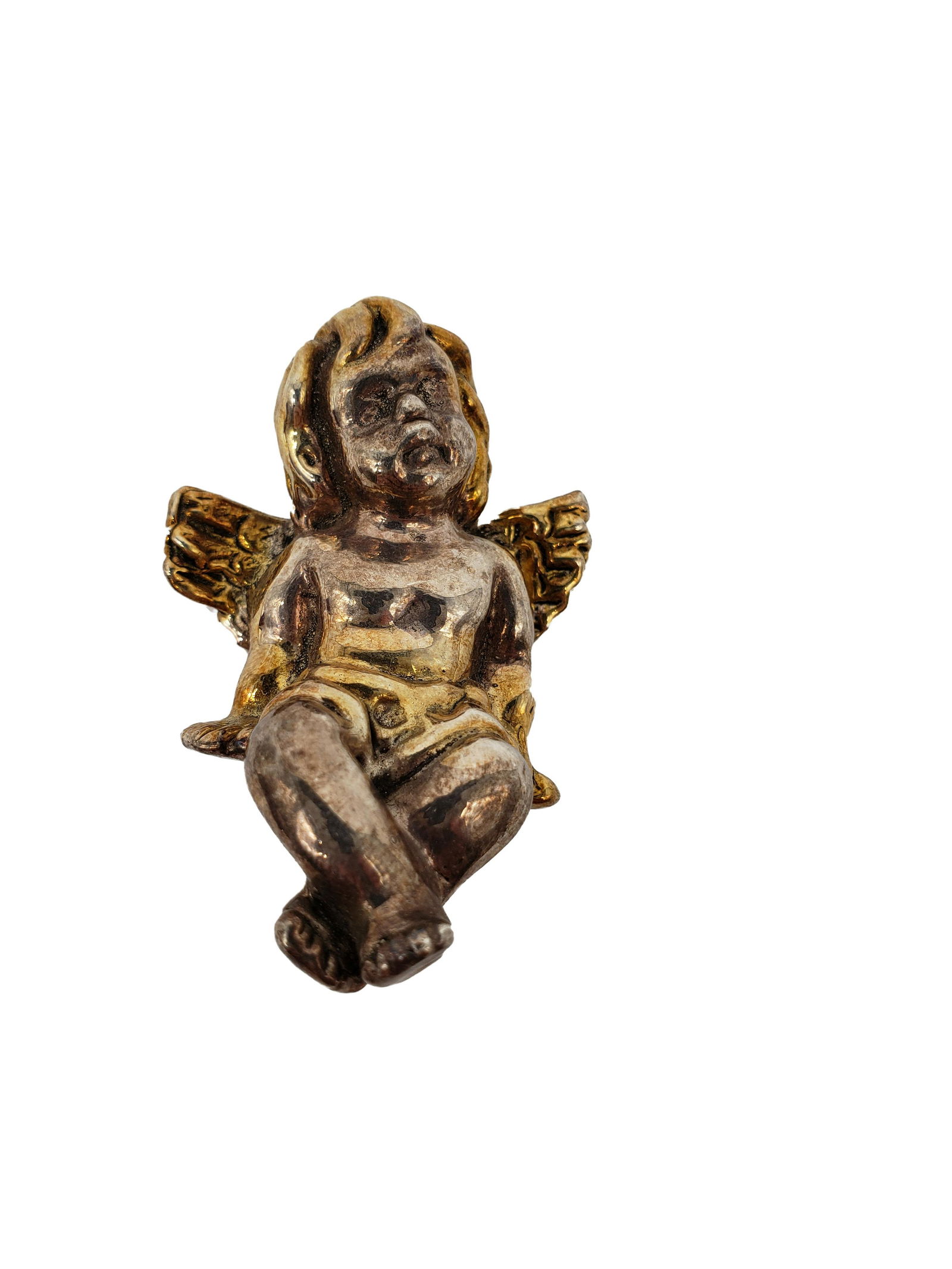 Sam Philipe Sterling Silver Cherub Angel Sitting.: Sam Philipe Sterling Silver Cherub Angel Sitting. 2" x 1 3/8"