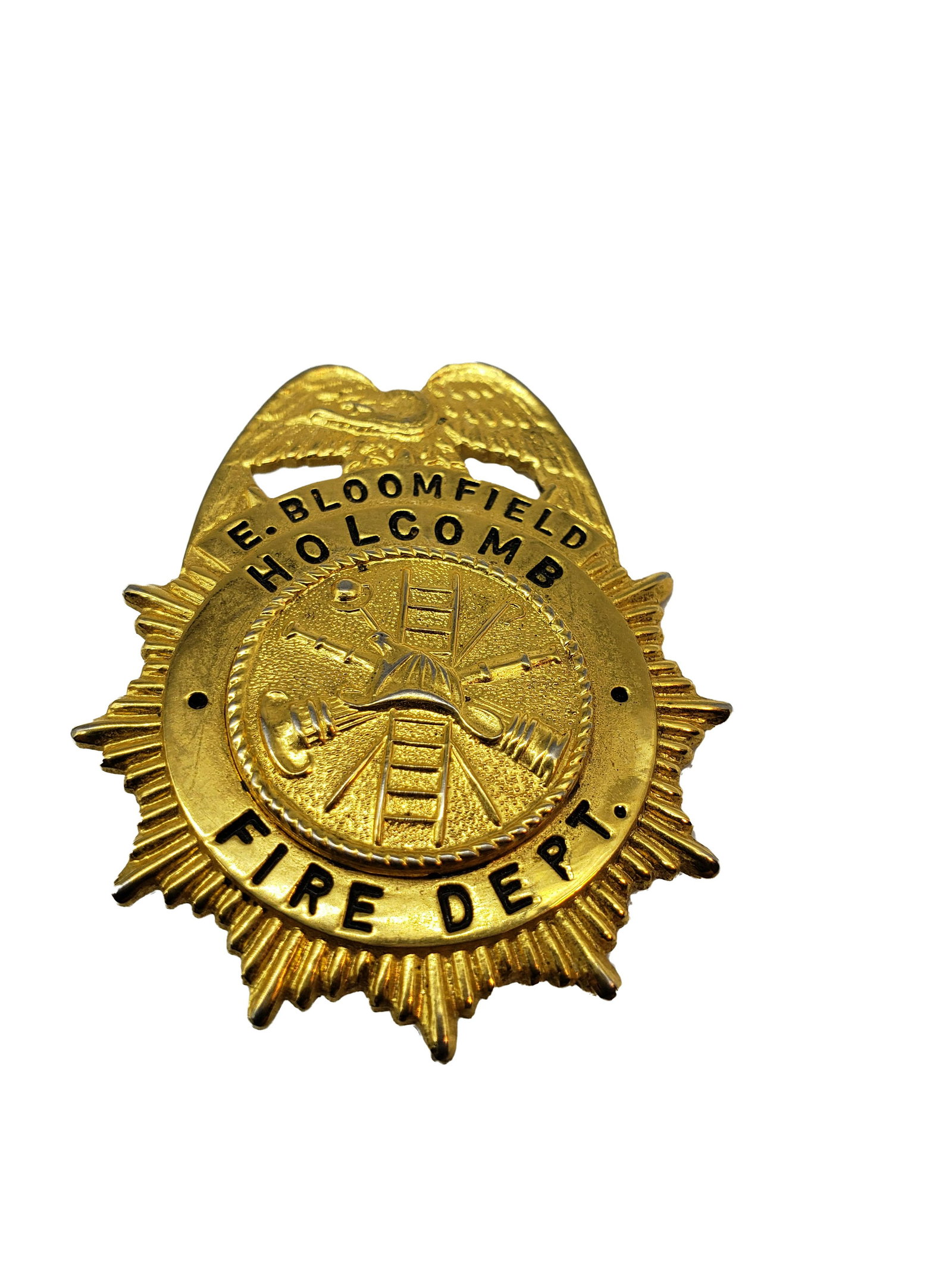 Vintage Fire Dept Badge: Vintage Fire Dept Badge. E. Bloomfield Holcomb Fire Dept 2 x 1 1/2"
