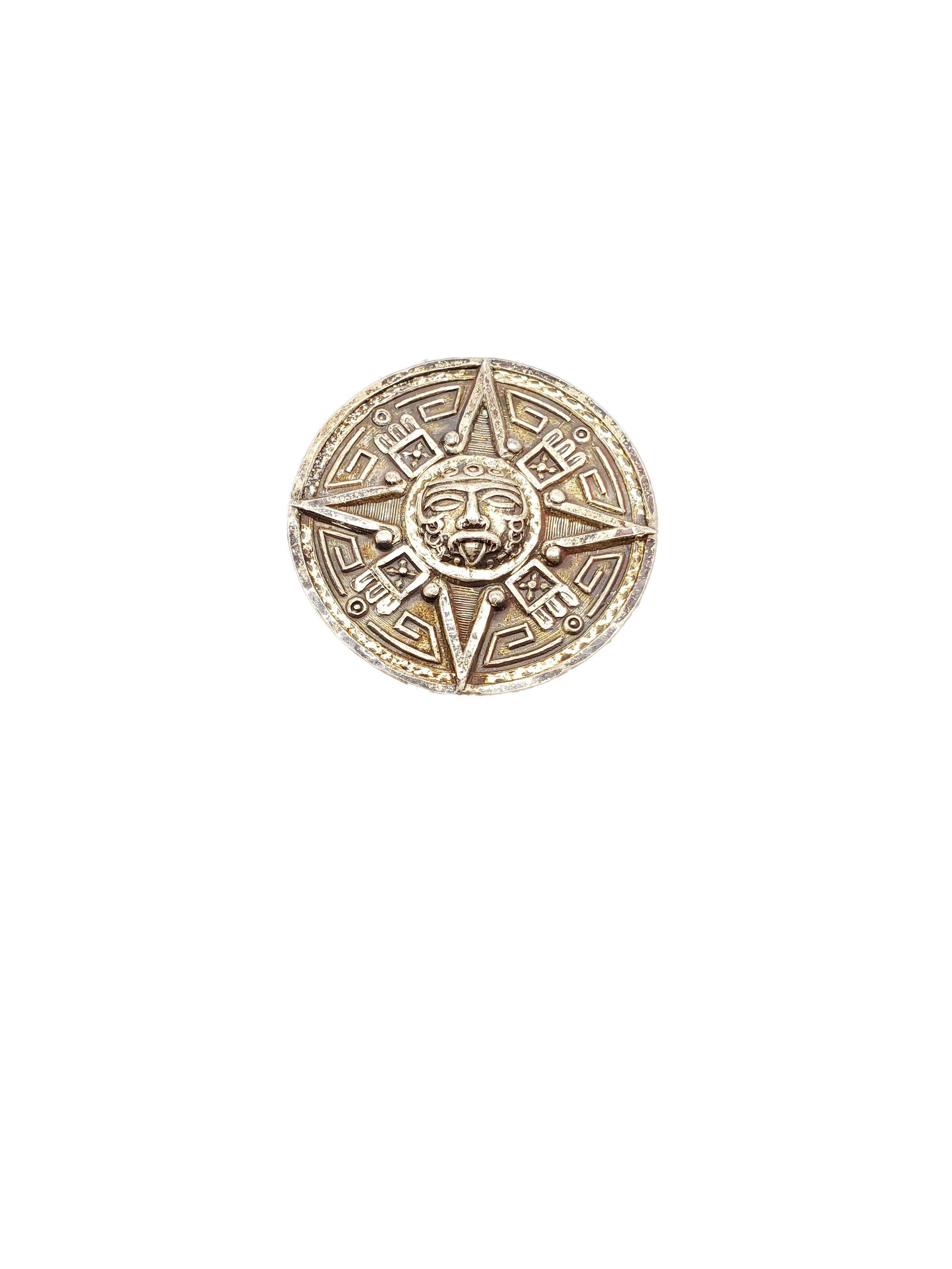 Vintage Sterling Silver Sundial Pin Broach: Vintage Sterling Silver Sundial Pin Broach 1 1/4' x 1 1/4"